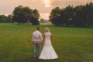 Country walk wedding sunset